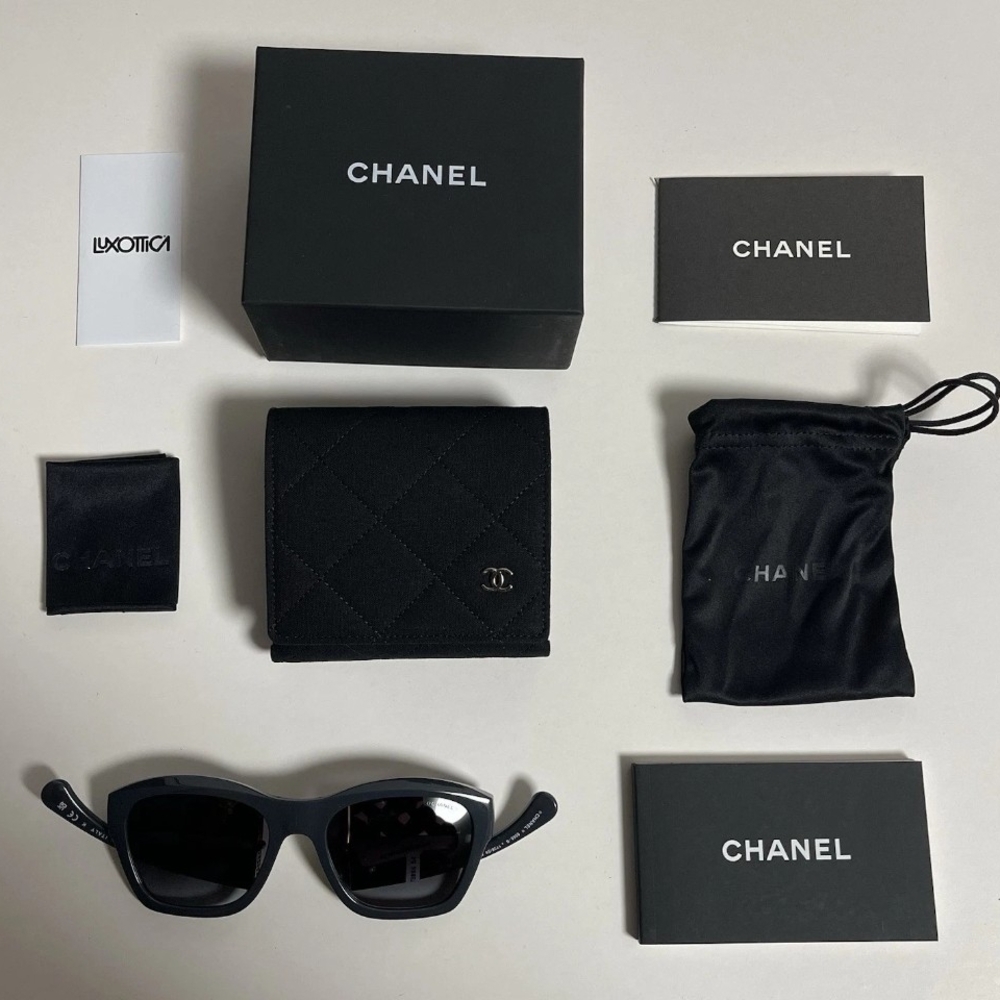 Chanel Rare CC Foldable Swarovski Gray Sunglasses NWT